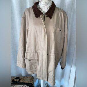 Denim & Co Womens Tan Cotton Barn Chore Ranch Coat Jacket Cotton 2X